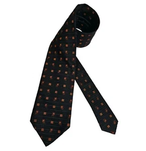 KENZO HOMME Black Geometric Floral Silk LUXURY Tie ITALY  - Picture 1 of 4