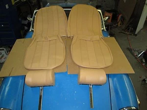 New Seat Covers Upholstery Set W/ Headrests MG Midget 1970-79 Made in UK Biscuit - Picture 1 of 4