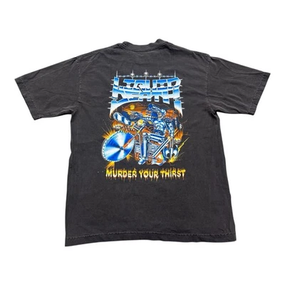 Liquid Death Murder Your Thirst T 恤男式中号褪色灰色复古风格 — 第 1/4 张图片