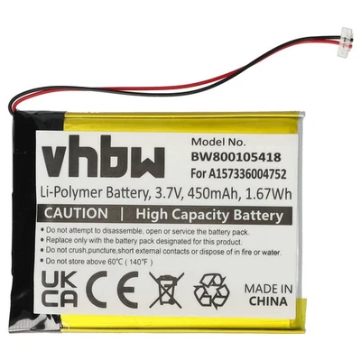 VHBW Batería para Samsung YP-T10JAGY YP-T10JAB YP-T10JARY YP-T10J YP-T10 MP3 450mAh