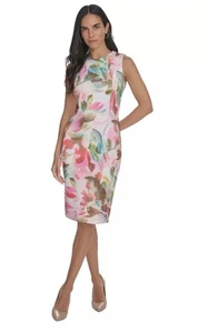 VESTIDO VAINA DE BUCEO CALVIN KLEIN FLORAL SIN MANGAS TALLA 12 NUEVO CON ETIQUETAS - Imagen 1 de 10
