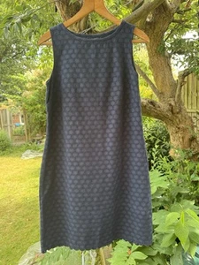 GAP UK 12 Navy Sheath Dress Sleeveless Laced Lined Side Zipper Scalloped Hem - Picture 1 of 12