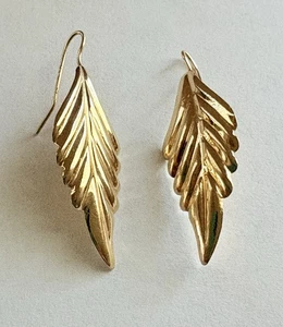 14K Gelbgold Blatt durchbohrte Haken Ohrhänger 1,52 Gramm - Bild 1 von 12