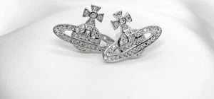Vivienne Westwood Earrings Silver S925 Saturn Orb Stud Earrings - Picture 1 of 5