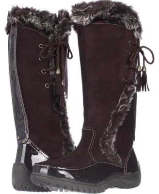 New SPORTO SIDE WINDER CHOCOLATE WATERPROOF SUEDE TALL BOOTS WITH TASSEL LACE UP - Image 1 of 4