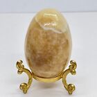 Vintage Carved Onyx Or Alabaster Stone Egg Ornament With Stand