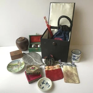 Mixed Lot Asian Collectibles Trinket Boxes/Dishes Drawstring Pouch Stress Balls - Picture 1 of 8