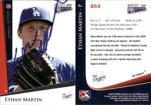 Ethan Martin Signed 2009 TriStar PROjections #253 Card GCL Dodgers Auto AU