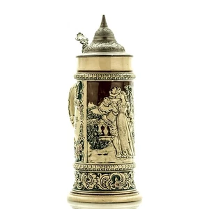 Reinhold Merkelbach 942 Antique German Beer Stein Lidded 0.5 L  ca. 1900 - Picture 1 of 4
