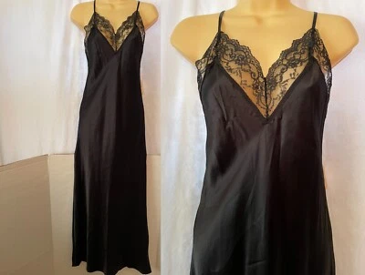 Maxi Vestido Largo SATINADO De Colección Negro Brillante Pequeño Ropa Encubierta Poliéster Foto 1 de 4