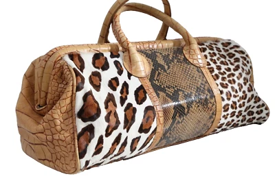 Bolso de cuero Clever Carriage Company Doctors estampado de pelo de pony de leopardo de colección Foto 1 de 4