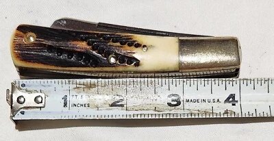 Parker Cut Co Eagle Brand Folding Razor Trapper Pocket Knife Stag Horn - Image 1 of 4