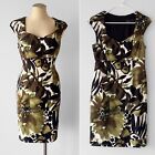 Connected Apparel Women's Green Floral Sleeveless Stretch Sheath Dress Size 10