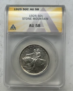 USA SILVER HALF DOLLAR STONE MOUNTAIN 1925 AU58 ANACS - Picture 1 of 4