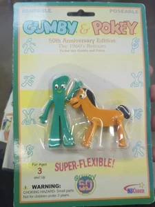 NEU Gumby & Pokey Mini 3 Zoll Bendables 50th Anniversary Edition Sammlerstück - Bild 1 von 1