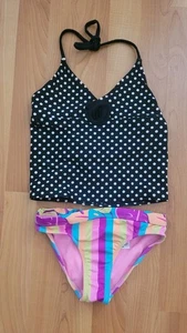 Wonder Nation Girls 2-Pc Bikini Swimsuit Size 6-6x Polka Dot Multicolor Stripes - Picture 1 of 13