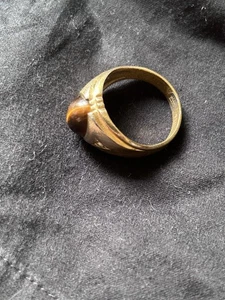 Ring 18 Karat Gold galvanisiert Tigerauge Strass - Bild 1 von 9