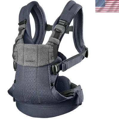 Portabebés de lujo antracita; malla 3D cómoda con 4 posiciones, hasta 40 libras Foto 1 de 2