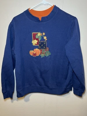 Baxter Wells 复古运动衫中号女式秋季主题感恩节  — 第 1/4 张图片