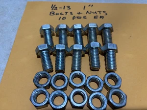 (Qty 10 ) 1/2"-13 1" Hex Bolt & 10 Hex Nut - Picture 1 of 1