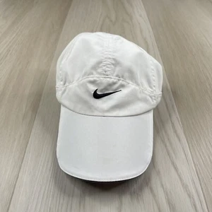 Vintage Nike Hat Cap Mens Strapback White Featherlight Panel Mesh Swoosh 7 Panel - Picture 1 of 12