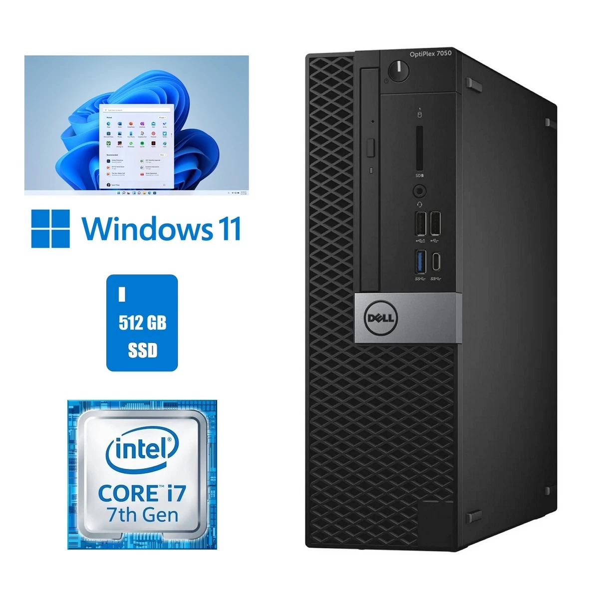 Dell Intel Core i7 7th Gen. PC Desktops and All 3.50-3.99 GHz