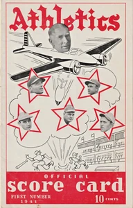 1941 First Number Philadelphia Athletics Official Scorecard Unscored - Bild 1 von 6