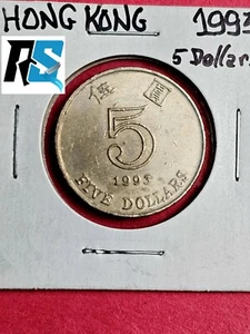 1993 Hong Kong 5 Dollar Coin – Bauhinia Flower – KM#61 – Asian Currency - Picture 1 of 2