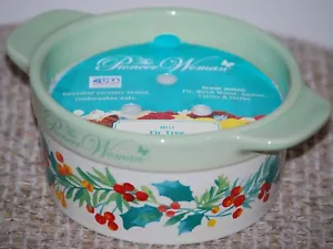"Holiday Fir Tree" Pioneer Women 8oz. ceramic Cocotte 3 Wick Candle - Picture 1 of 6