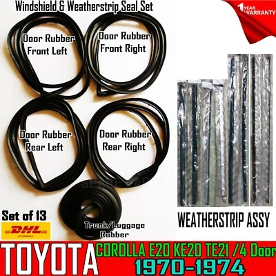 FOR TOYOTA COROLLA KE20 4DOOR BELTLINE MOLDING & WEATHERSTRIP WINDSHIELD RUBBER - Image 1 of 4