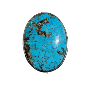 Natural Persian Turquoise Brooch with Sterling Silver - Picture 1 of 2