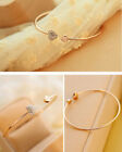 New Womens Fashion Gold Rhinestone Love Heart Bangle Cuff Bracelet Jewelry Gift