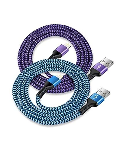 Cable, 2Pack/10Ft Braided iPhone Charger 10FT Blue, Purple USB to Lightning