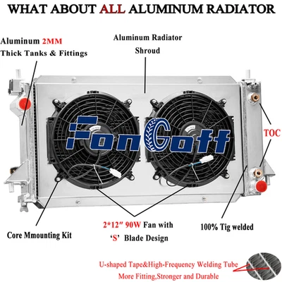 3Row Radiator Shroud Fan fit 1996-2007 Ford Taurus / 2005 Mercury Sable 3.0L V6； Foto 1 de 4