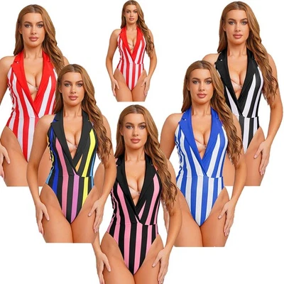 Body deportivo a rayas con solapa brillante para mujer elástico sin mangas yoga fitness  Foto 1 de 4