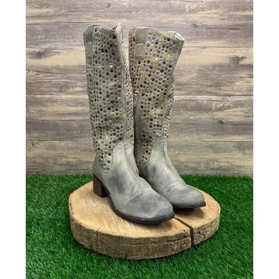 Diba True Mujer - Talla 8.5 - Gris Tachonado Alto Gamuza Botas Estilo Qué hacer Foto 1 de 4