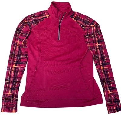 Saia esportiva feminina jaqueta pulôver 1/4 zíper tamanho pequenos bolsos treino corrida - Imagem 1 de 4