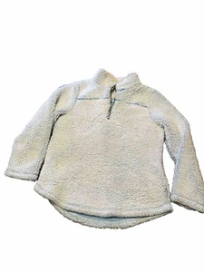 Green Tea Sweater Women's Size Large Blue Fleece Pullover Quarter Zip Sherpa - Picture 1 of 15