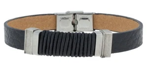 Clochard Fashion Men's Bracelet Rindöleder Structured Stainless Steel 8 5/16in - Picture 1 of 2