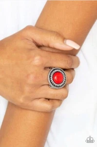 Rare Minerals - Red - Paparazzi - Wide Band stretch Ring - Picture 1 of 2