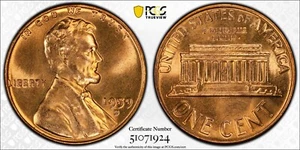 PCGS MS67 RD 1959-D Lincoln Memorial Cent Red - Picture 1 of 3