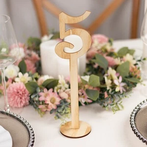 20 Natural 11 in Wood 1-20 TABLE NUMBERS Set on Sticks Round Base Party Events - Picture 1 of 9