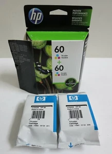 Genuine HP 60 Tri-Color Ink Cartridge, Twin-Pack (CZ072FN) New Open Box, 11/2017 - Picture 1 of 6