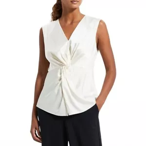 Theory Twist Front Soft Satin Top in Rice 6 - Picture 1 of 11