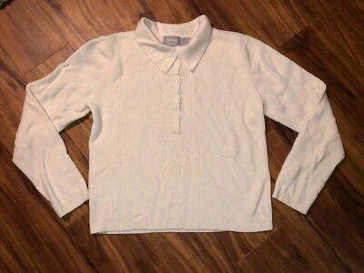 Suéter Vintage Juniors L Off-White L/S abotonado con cuello cintura corta Old Navy Foto 1 de 4
