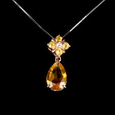Pear Citrine 12x8mm Simulated Cz Gemstone 925 Sterling Silver Jewelry Necklace