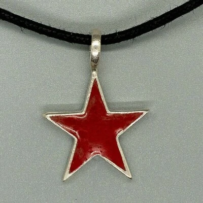 Ciondolo Stella 925 Argento E Smalto Biker Comunista che Guevara Pentagramma - Immagine 1 di 2