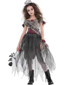 Kids Zombie Prom Queen Costume Prombie Queen Halloween Fancy Dress Horror Scary - Picture 1 of 1