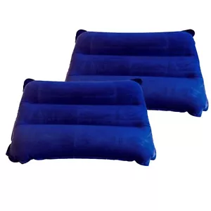 2x Inflatable Pillows Blow Up Travel Cushions Neck Rest Support Camping Flight - Picture 1 of 11