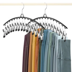Leggings Organizer for Closet Hanging w/15 Clips, 2 Pack Pants Hangers Holds ... - Picture 1 of 7